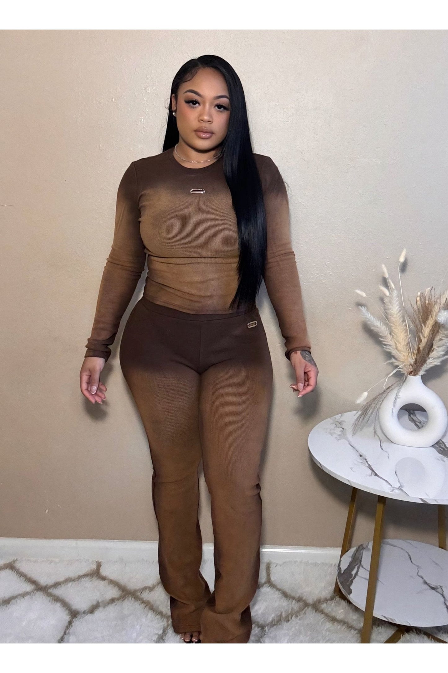 Body Ribbed Flare Pants