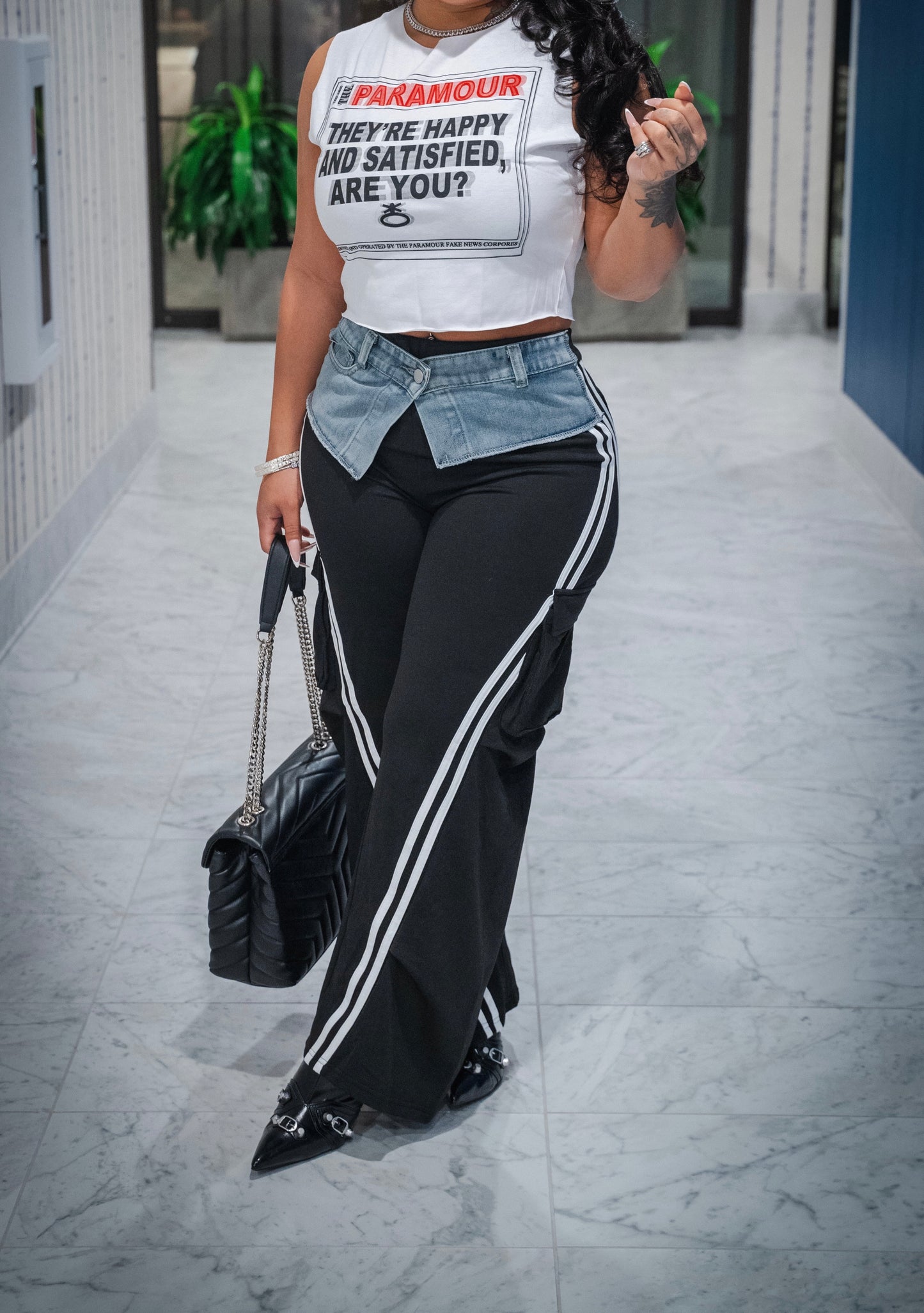 Denim Flap Flared Jogger